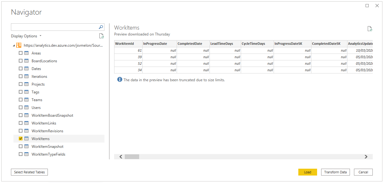 Select data sources